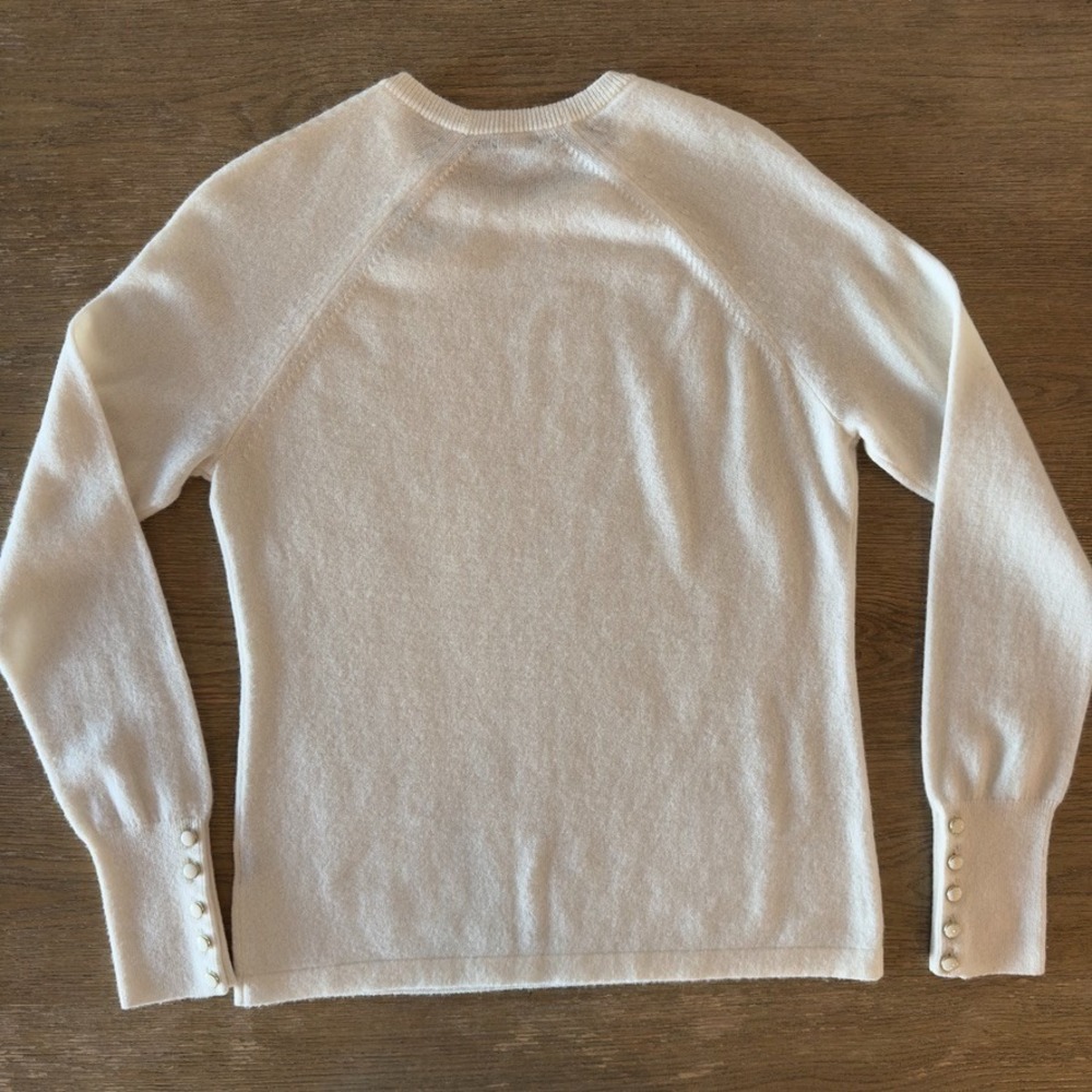 J Mclaughlin 100% Cashmere Wool Crew Neck Pullover Knit Sweater-Ivory-Size Small - Picture 11 of 13